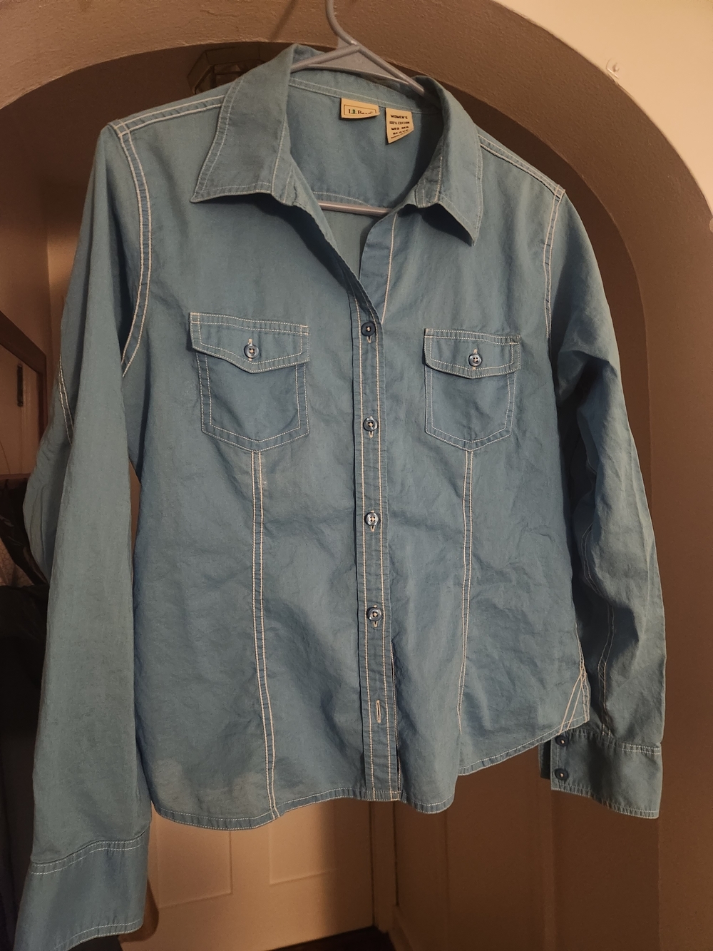 L.L. Bean Light Blue Denim-Style Women’s Button-Down Shirt